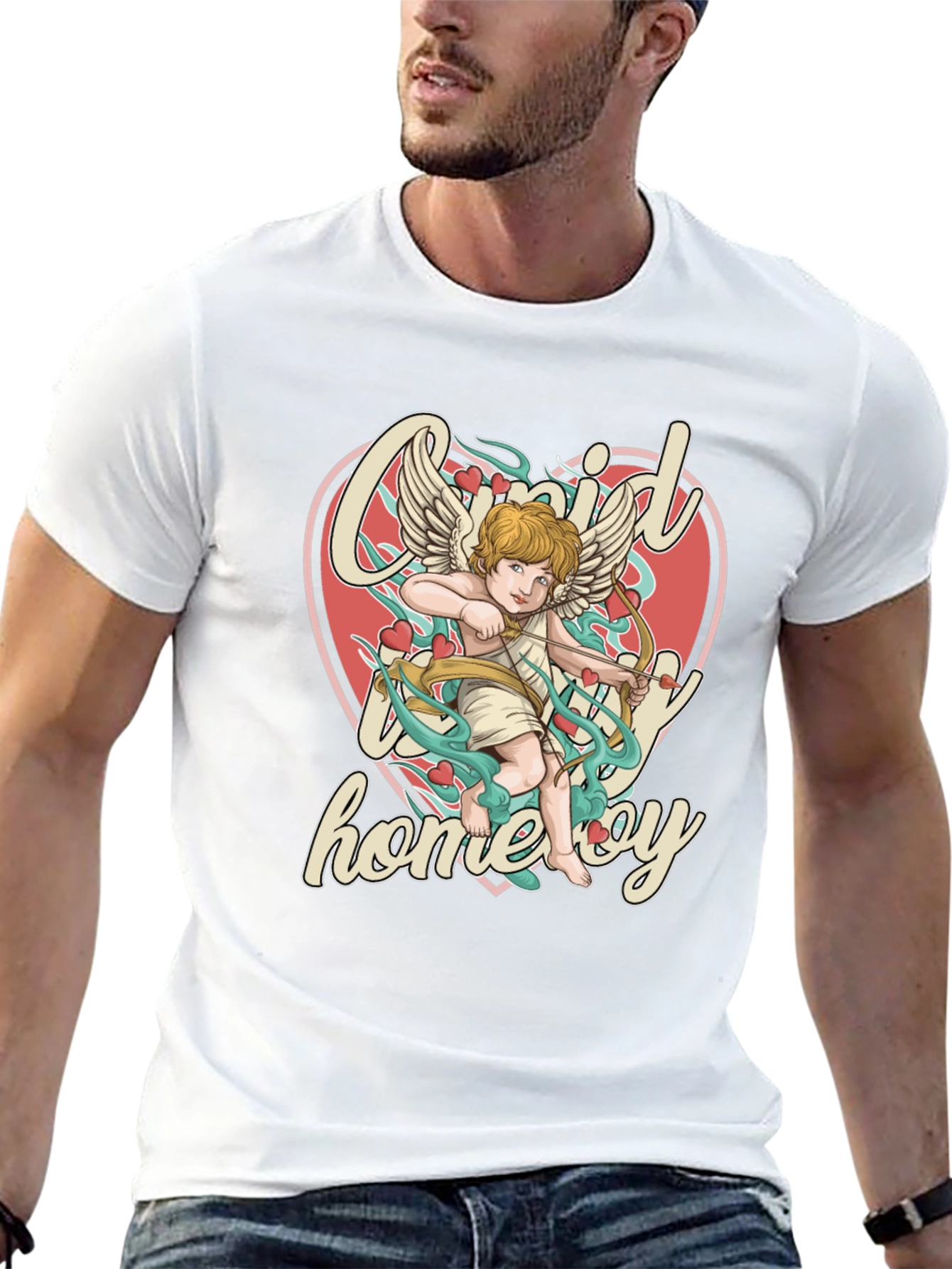 Cupid Homeboy Graphic T-Shirt - Quirky Cupid Valentines Day