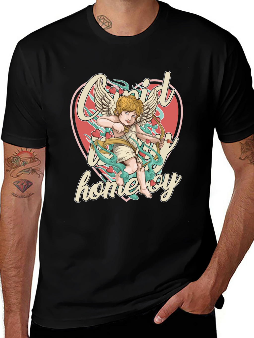 Cupid Homeboy Graphic T-Shirt - Quirky Cupid Valentines Day