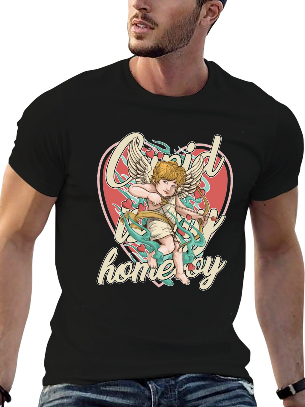 Cupid Homeboy Graphic T-Shirt - Quirky Cupid Valentines Day