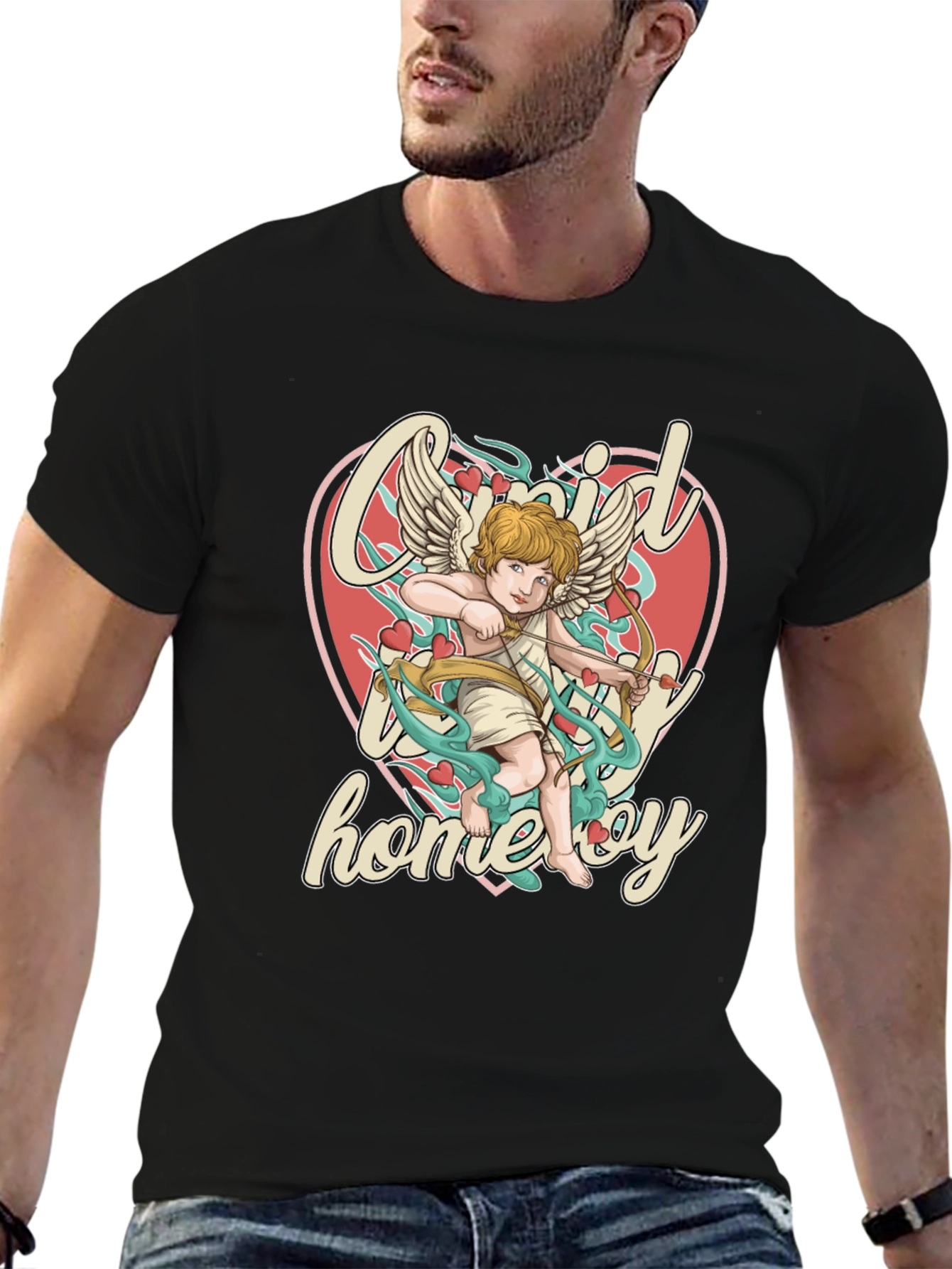 Cupid Homeboy Graphic T-Shirt - Quirky Cupid Valentines Day