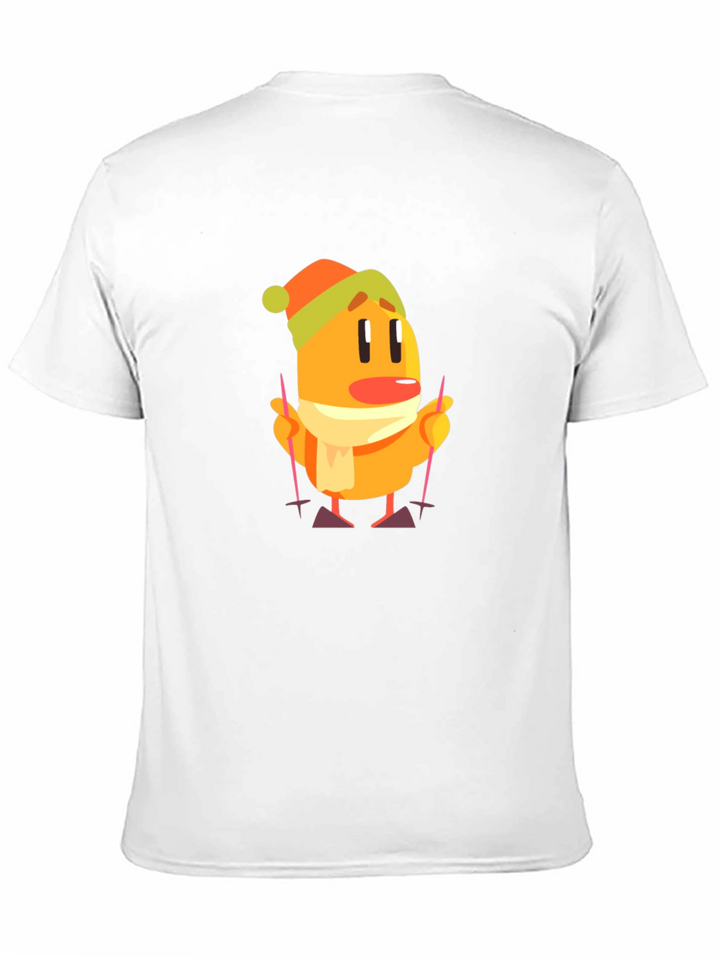 Cartoon Skiing Character Black T-Shirt