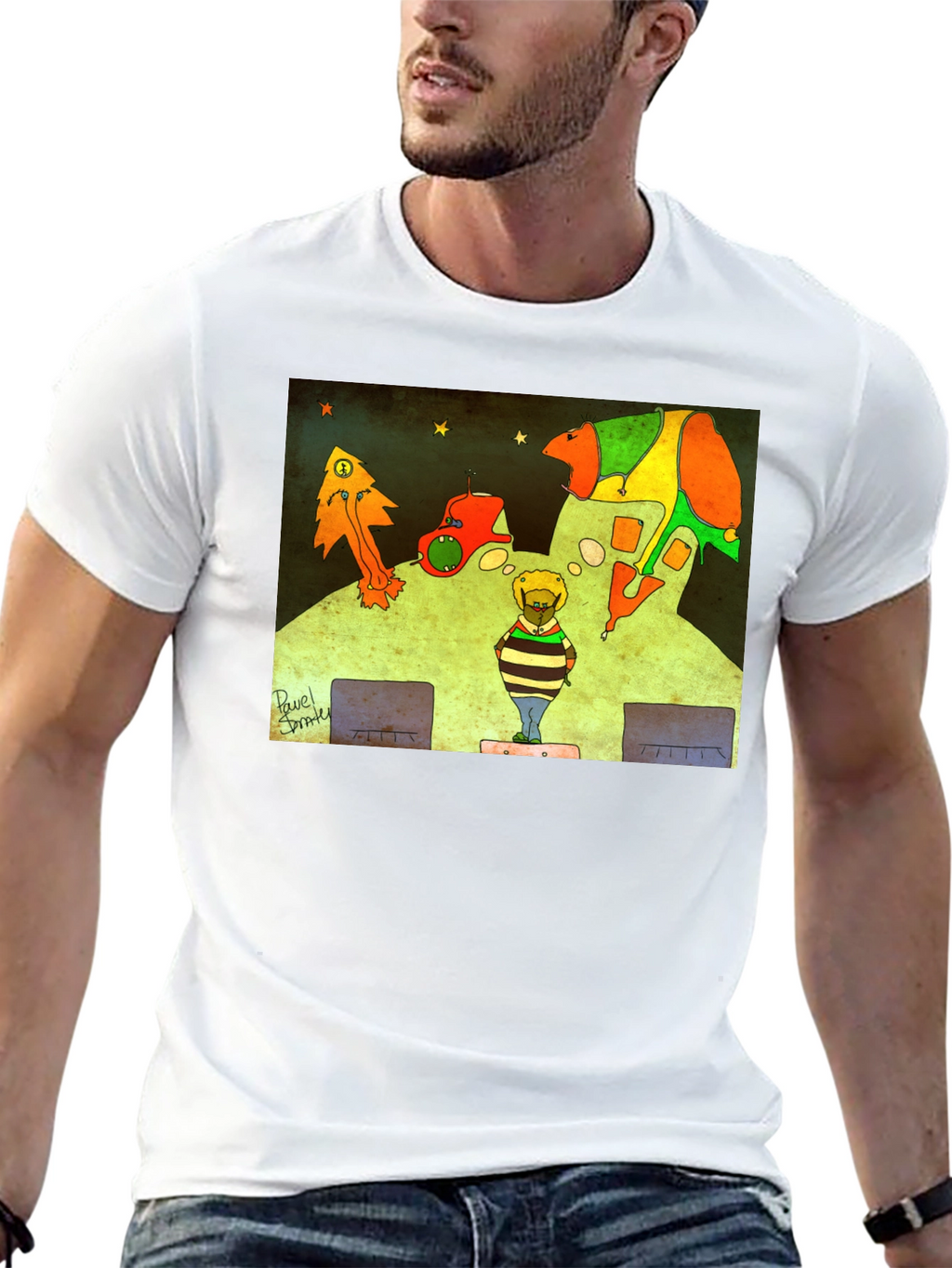 Retro Cartoon Graphic Print Black Tee