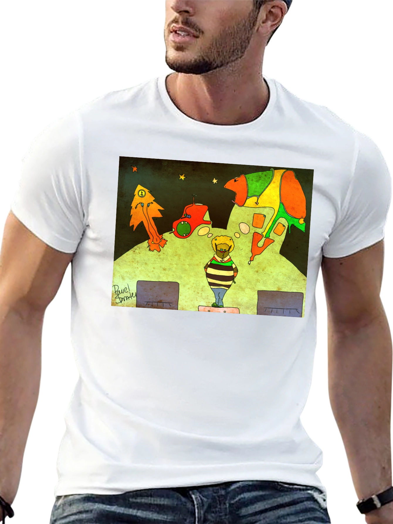 Retro Cartoon Graphic Print Black Tee