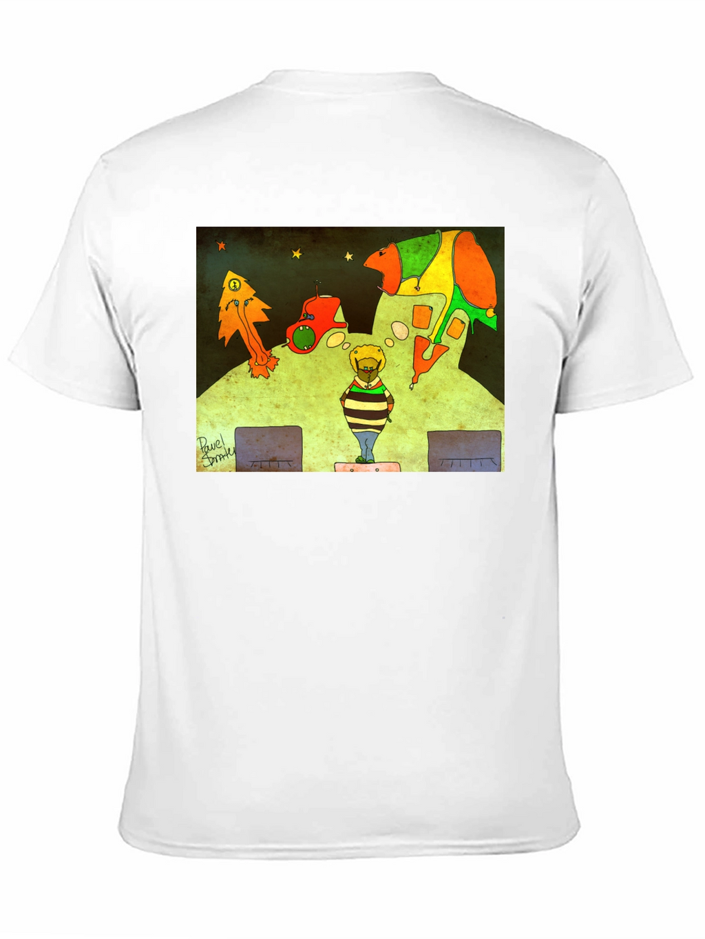Retro Cartoon Graphic Print Black Tee