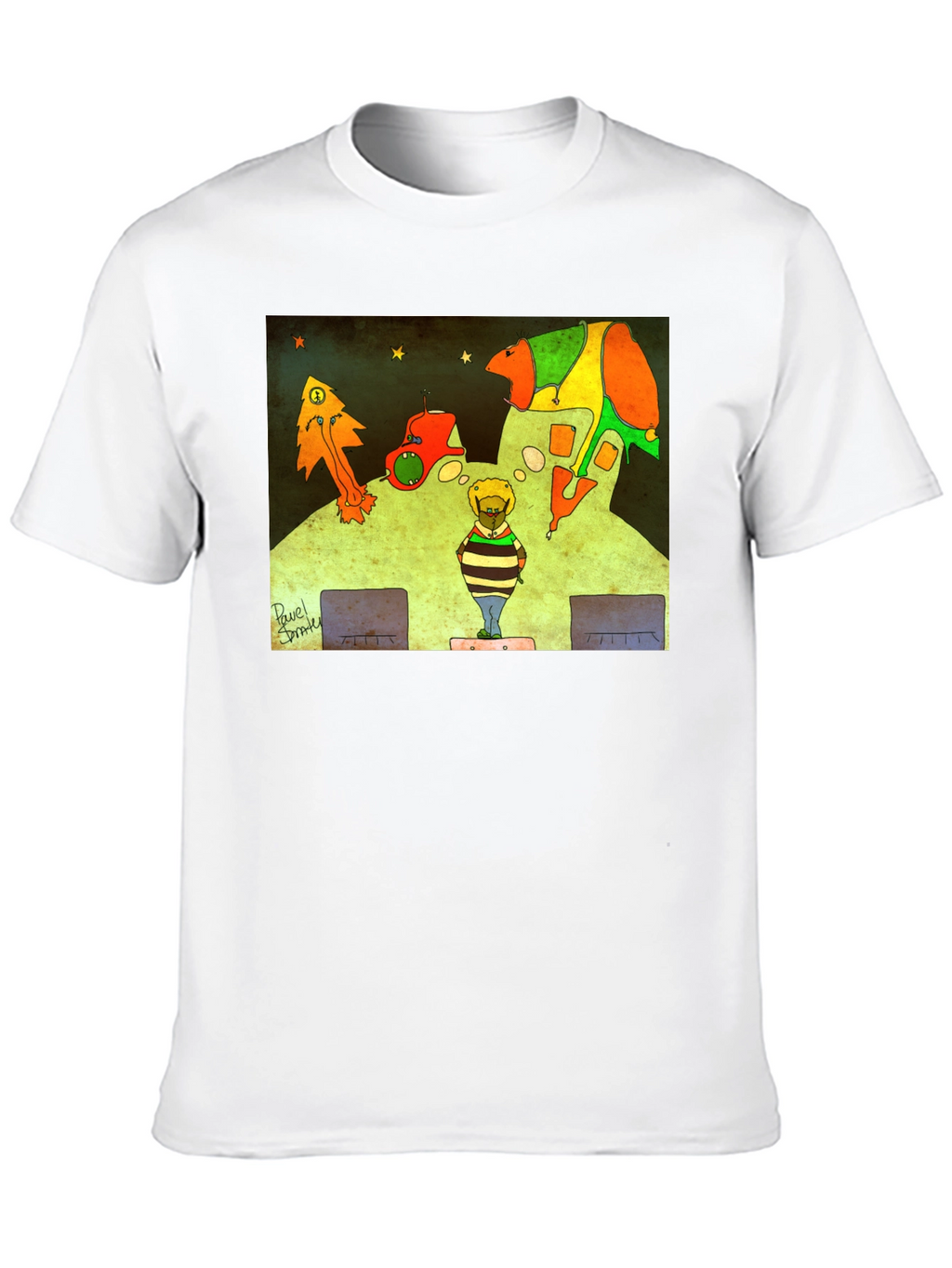 Retro Cartoon Graphic Print Black Tee