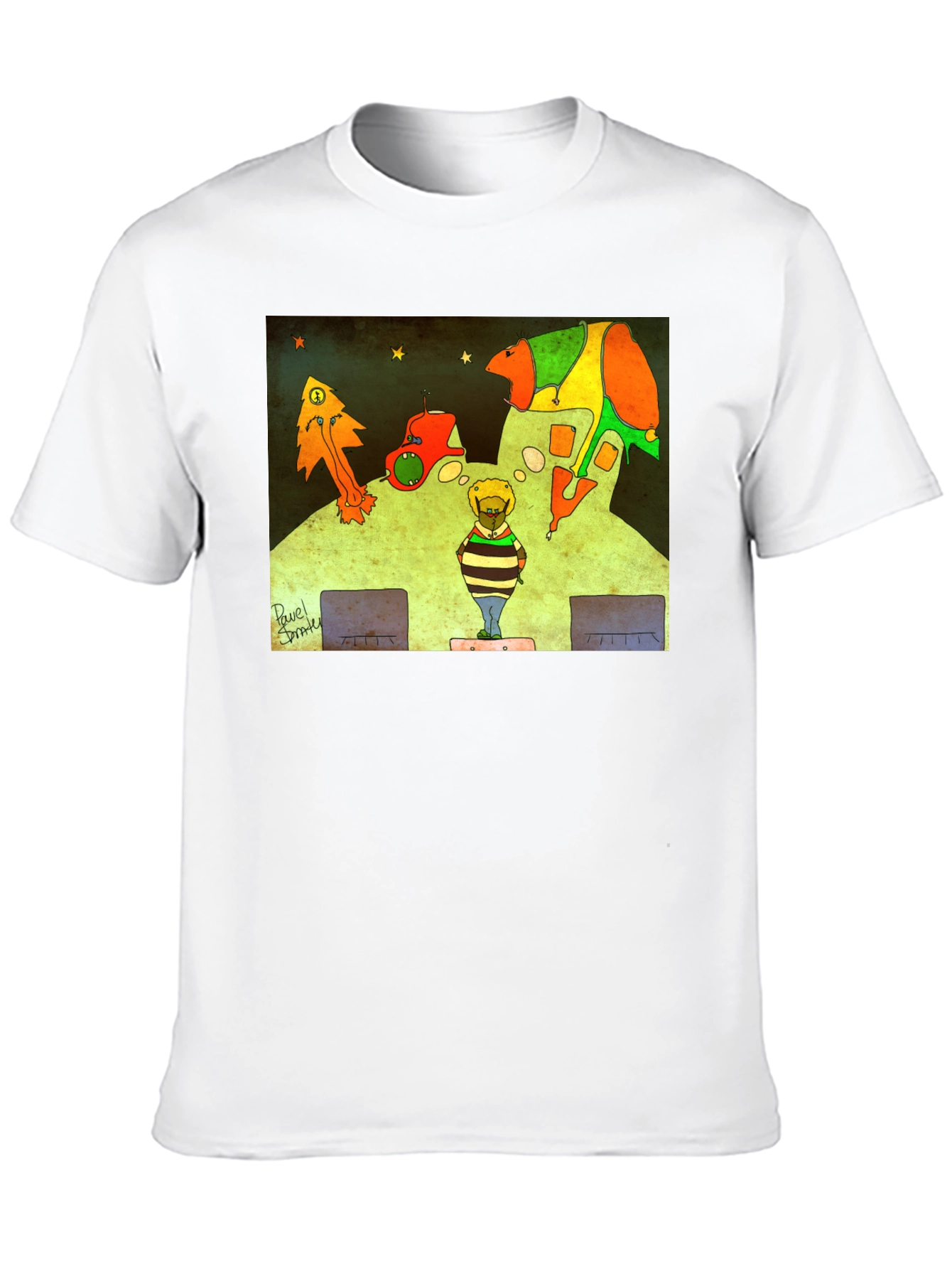 Retro Cartoon Graphic Print Black Tee