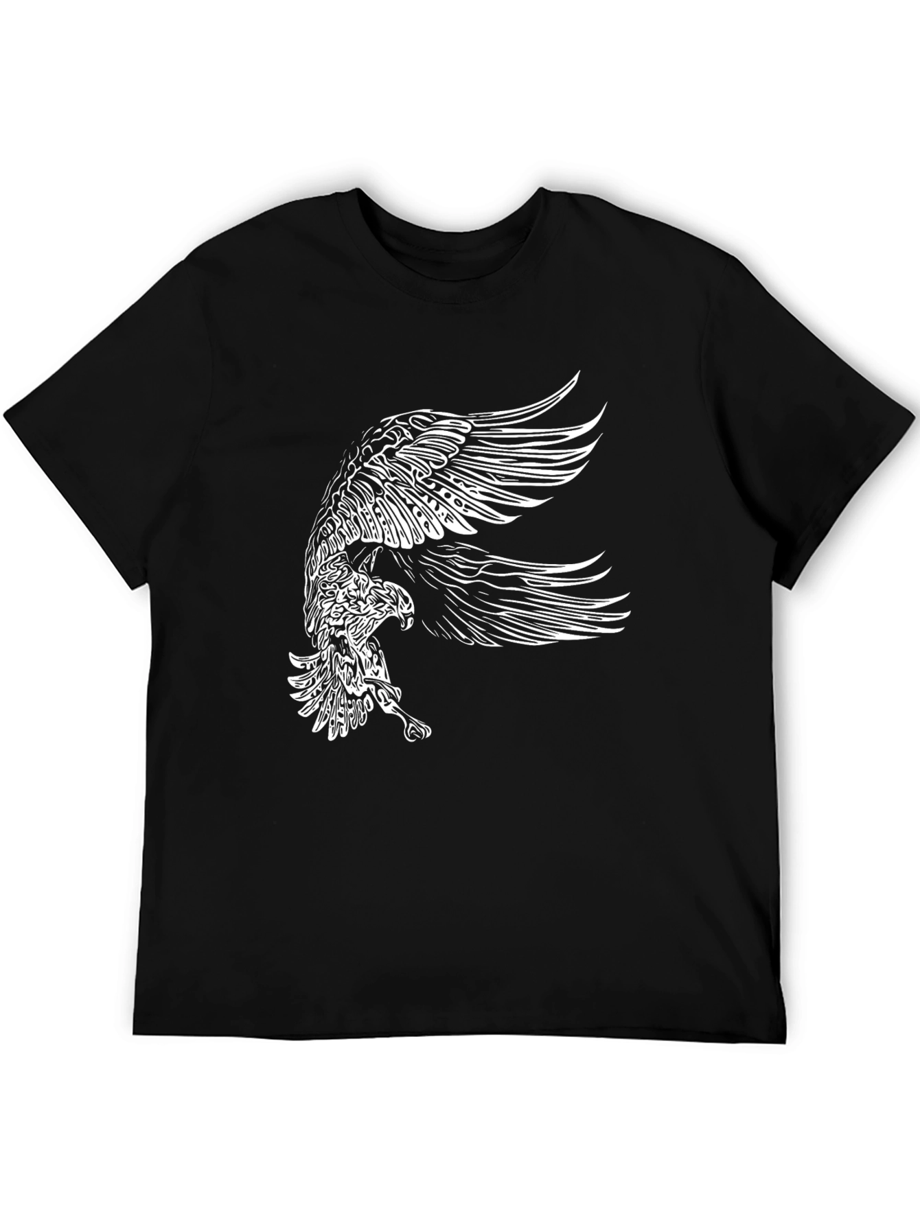 Mens Black T-Shirt with Eagle Graphic