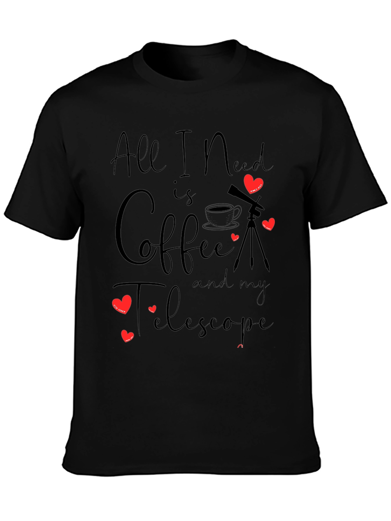 Coffee & Telescope Black T-Shirt