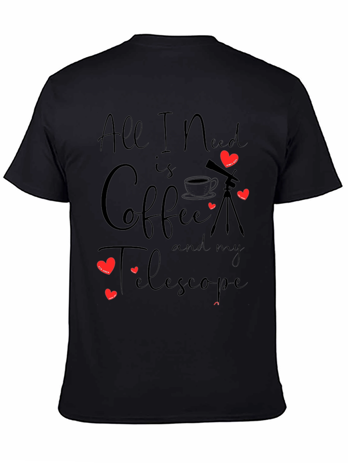Coffee & Telescope Black T-Shirt