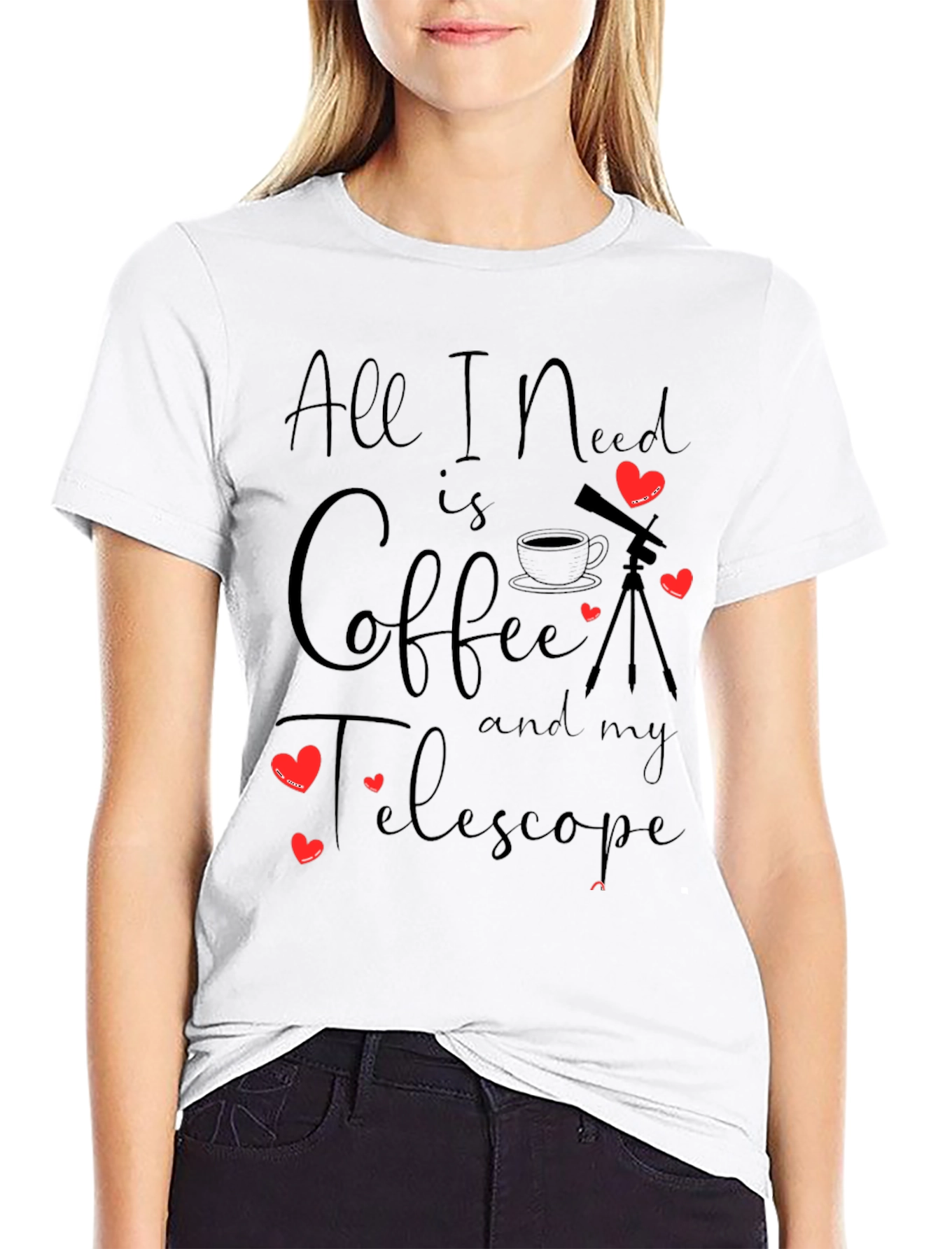 Coffee & Telescope Black T-Shirt