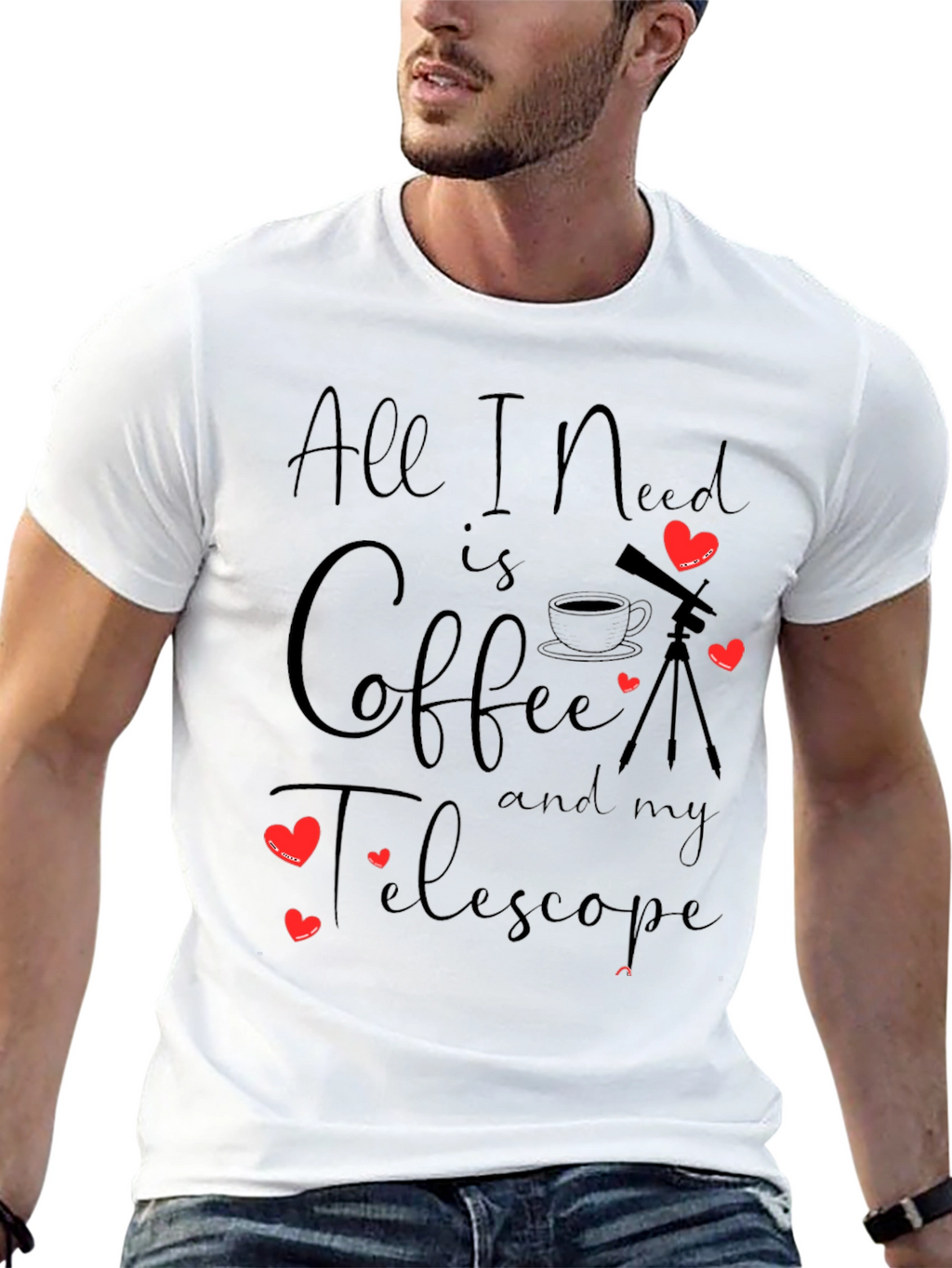 Coffee & Telescope Black T-Shirt