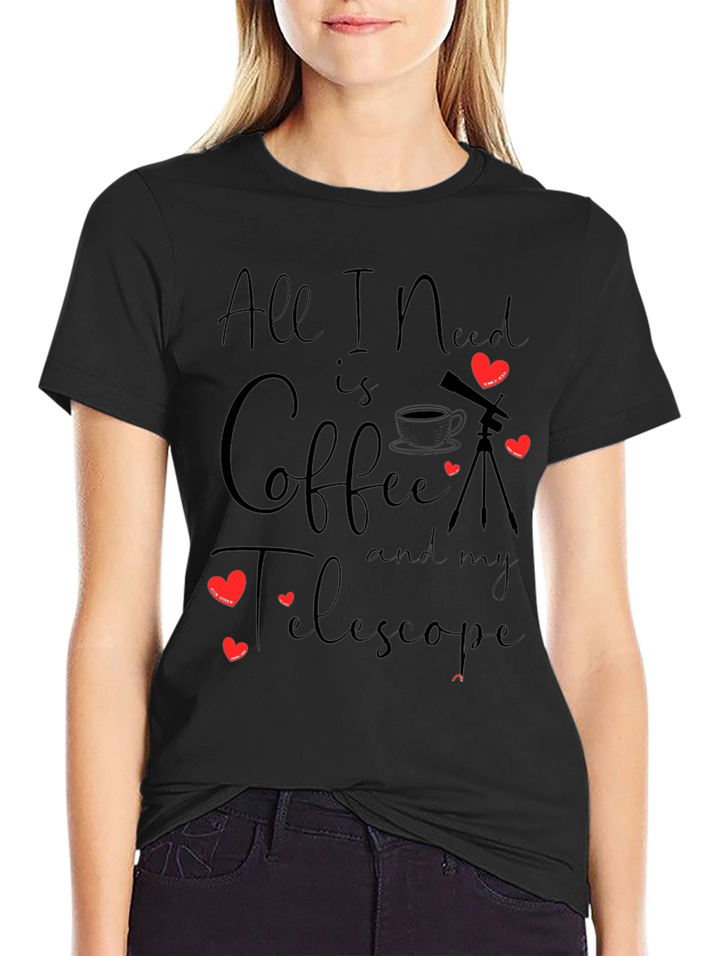 Coffee & Telescope Black T-Shirt