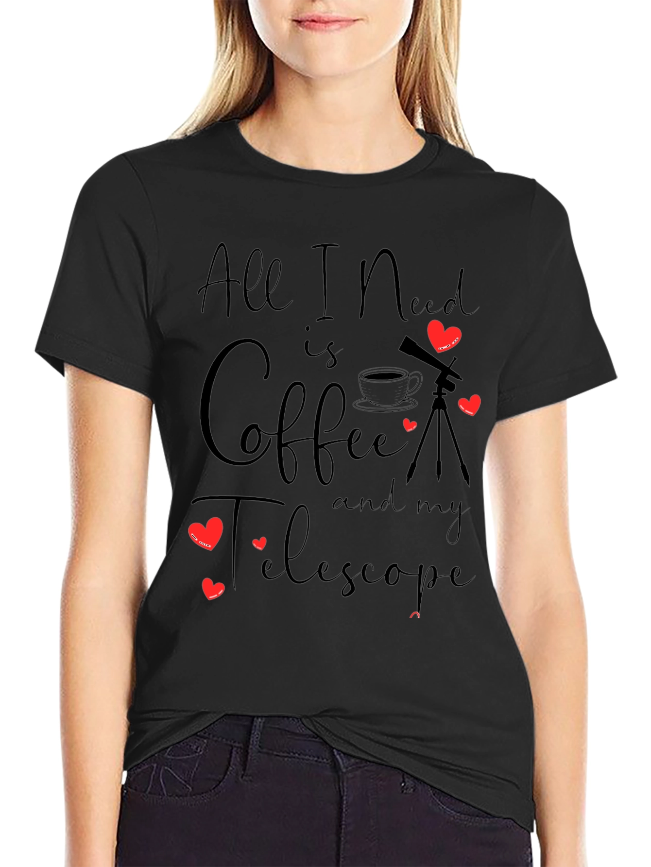 Coffee & Telescope Black T-Shirt