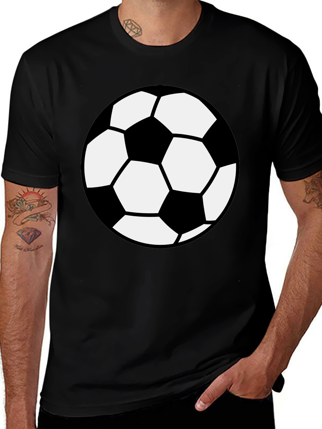 Soccer Ball Graphic T-Shirt - Black