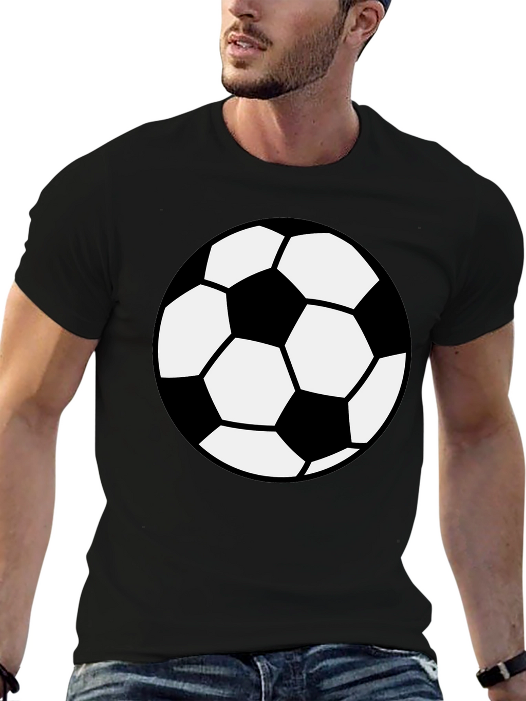 Soccer Ball Graphic T-Shirt - Black