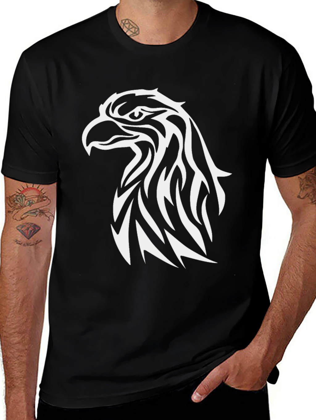 Mens Black Eagle Graphic T-Shirt