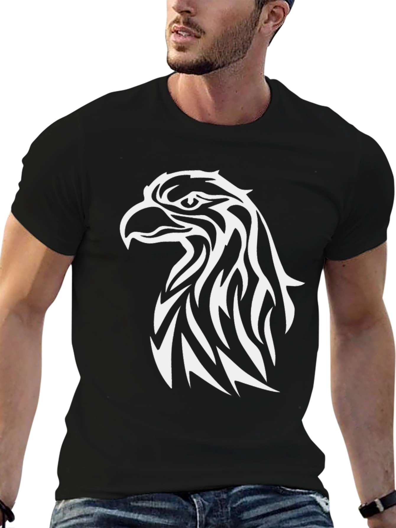 Mens Black Eagle Graphic T-Shirt