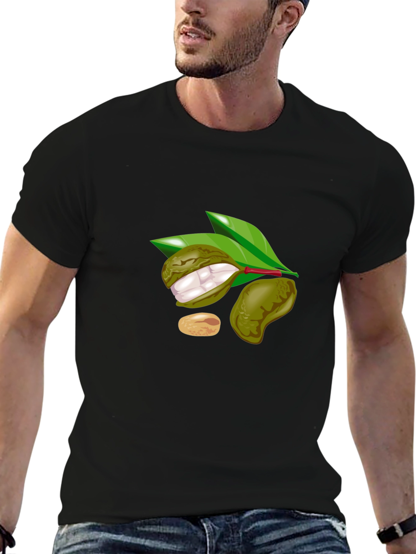 Black T-Shirt with Fruit Design
