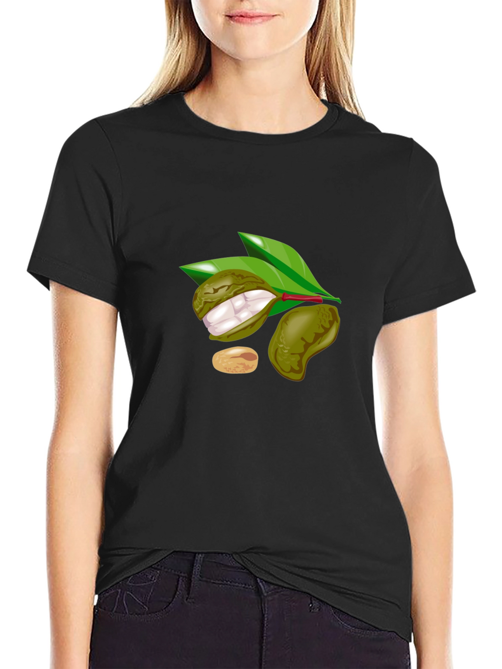 Black T-Shirt with Fruit Design
