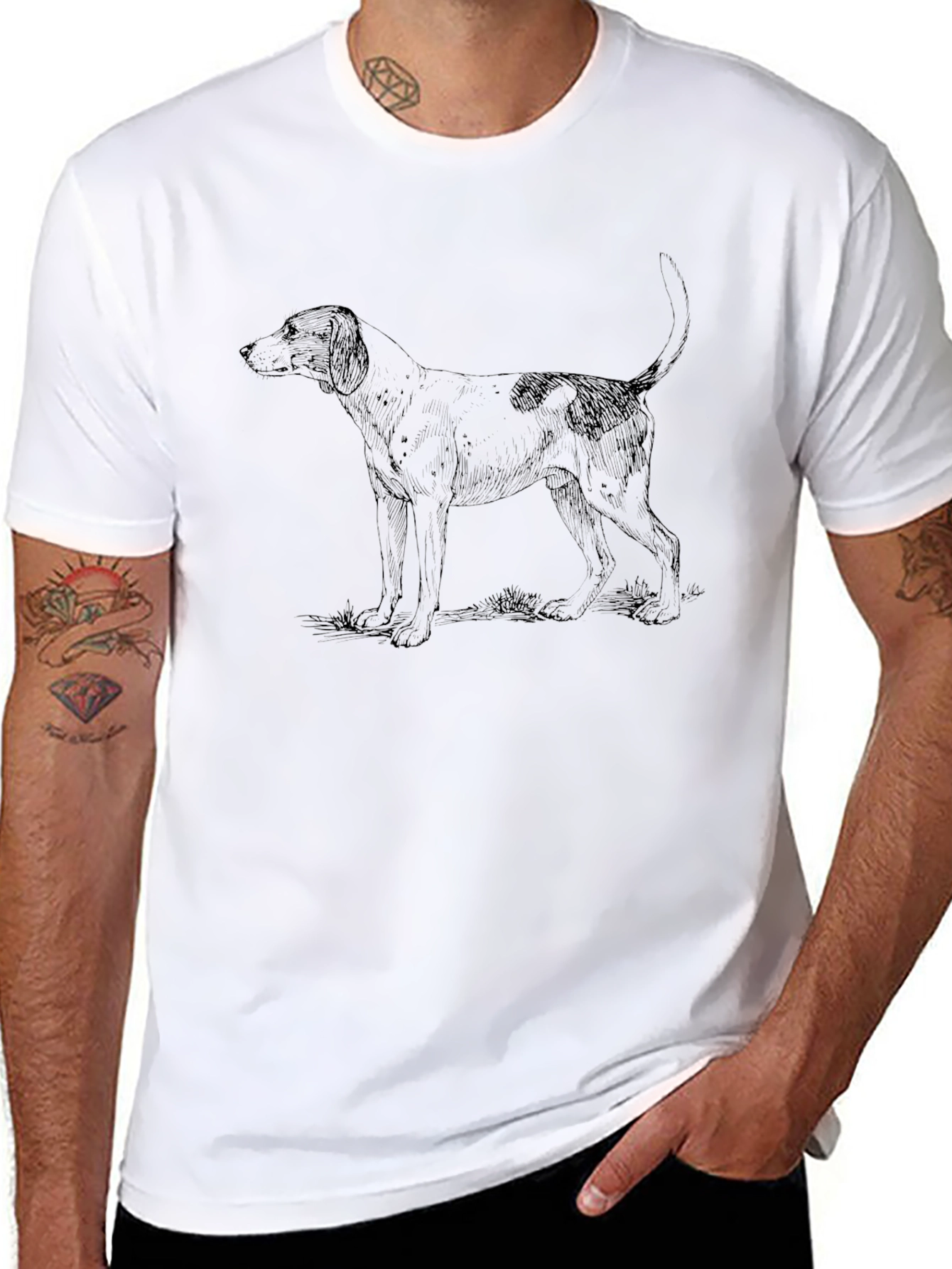 Hound Dog Graphic T-Shirt - Black
