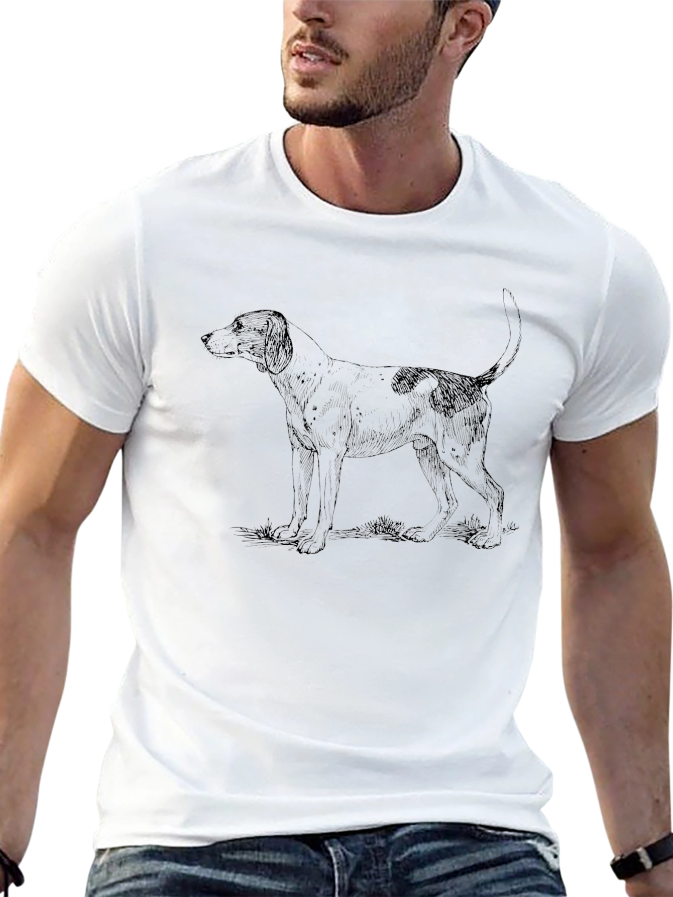 Hound Dog Graphic T-Shirt - Black