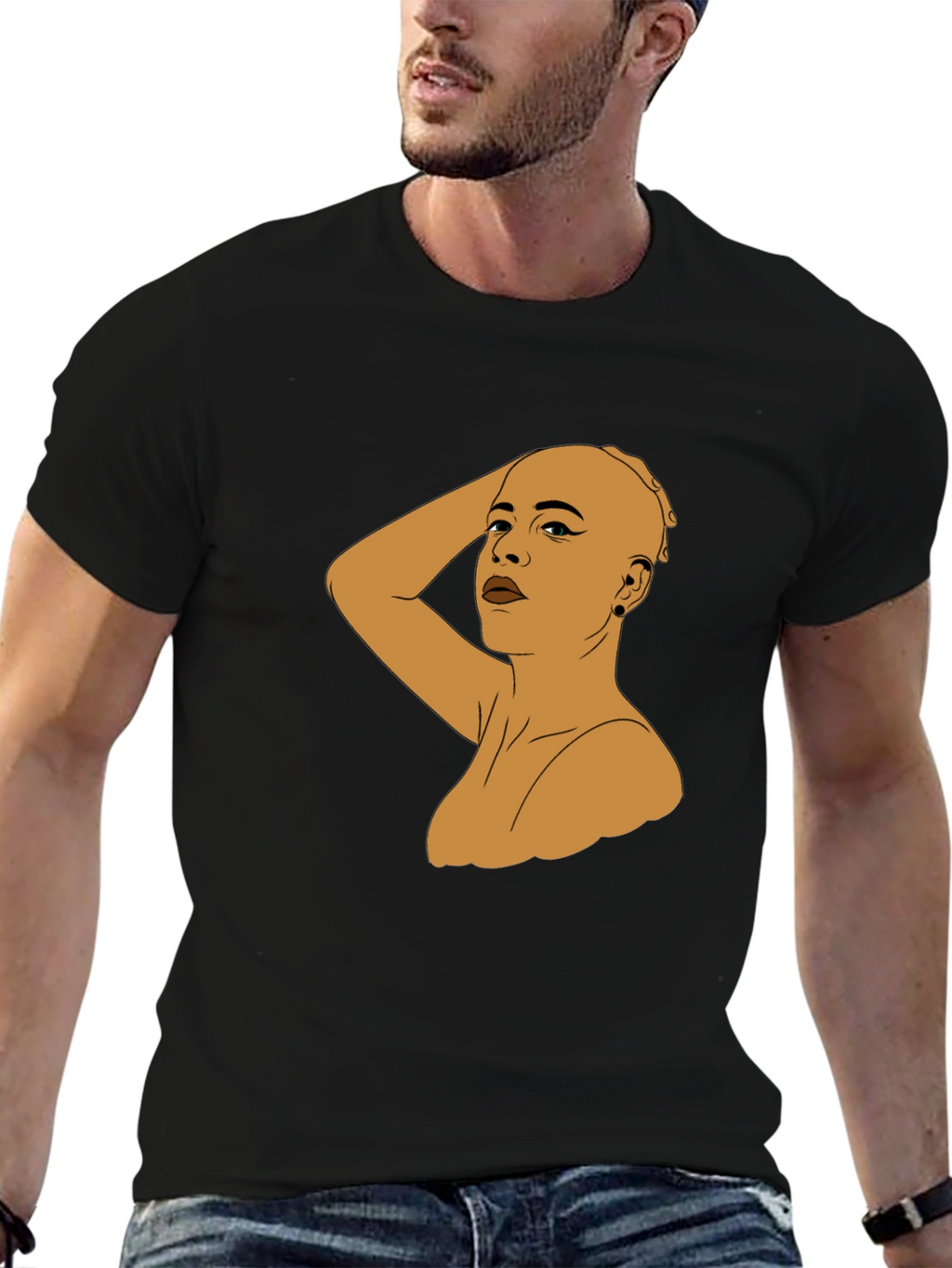Bald Woman Graphic Tee - Black Unisex T-Shirt