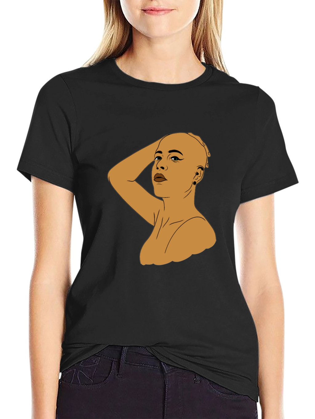 Bald Woman Graphic Tee - Black Unisex T-Shirt