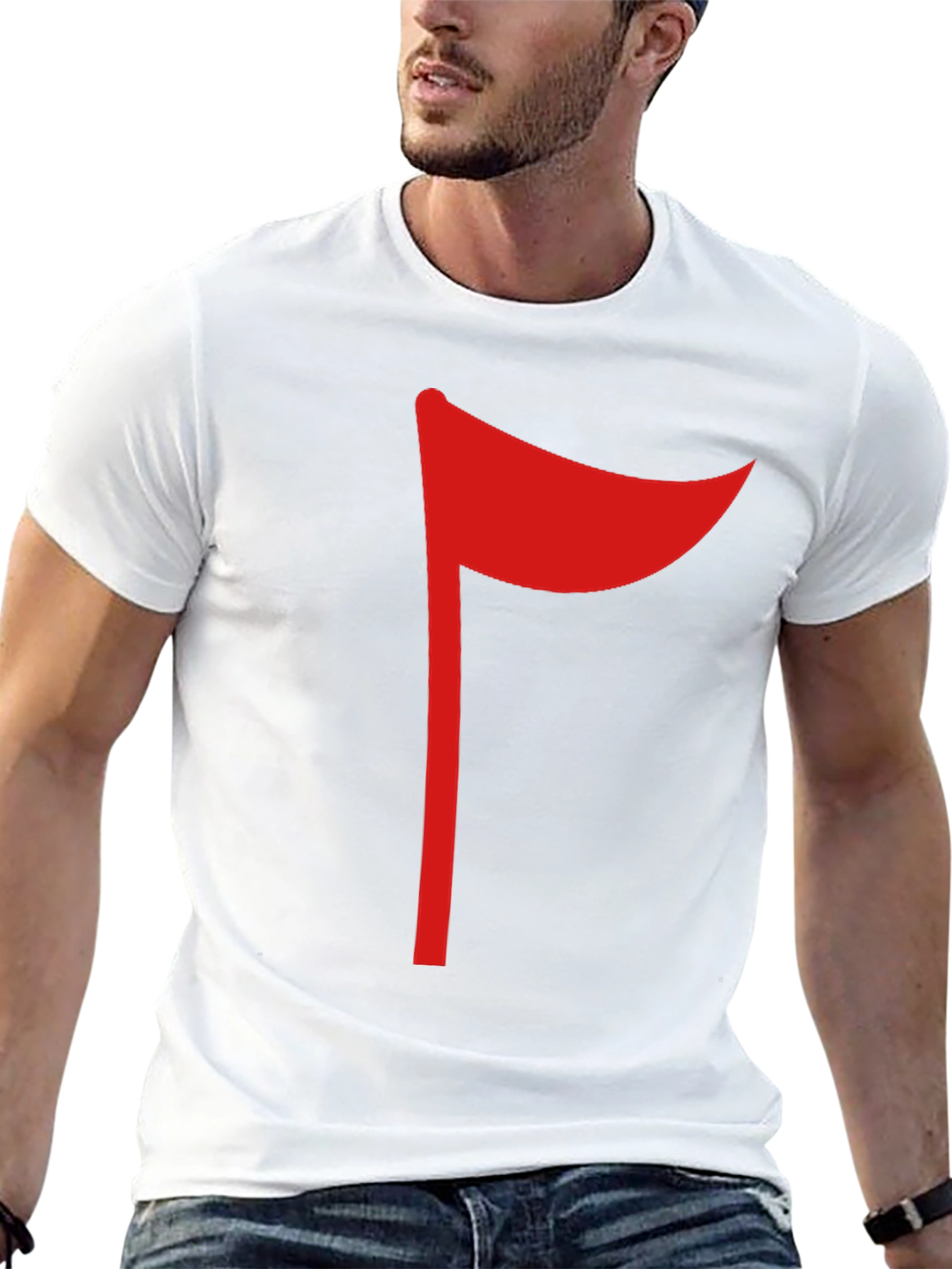Red Flag Graphic Black T-Shirt Casual Tee