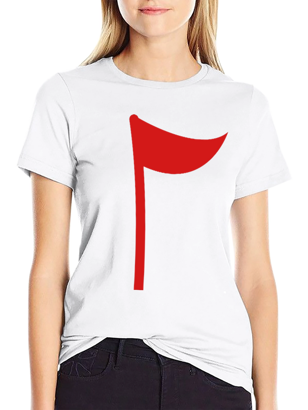 Red Flag Graphic Black T-Shirt Casual Tee