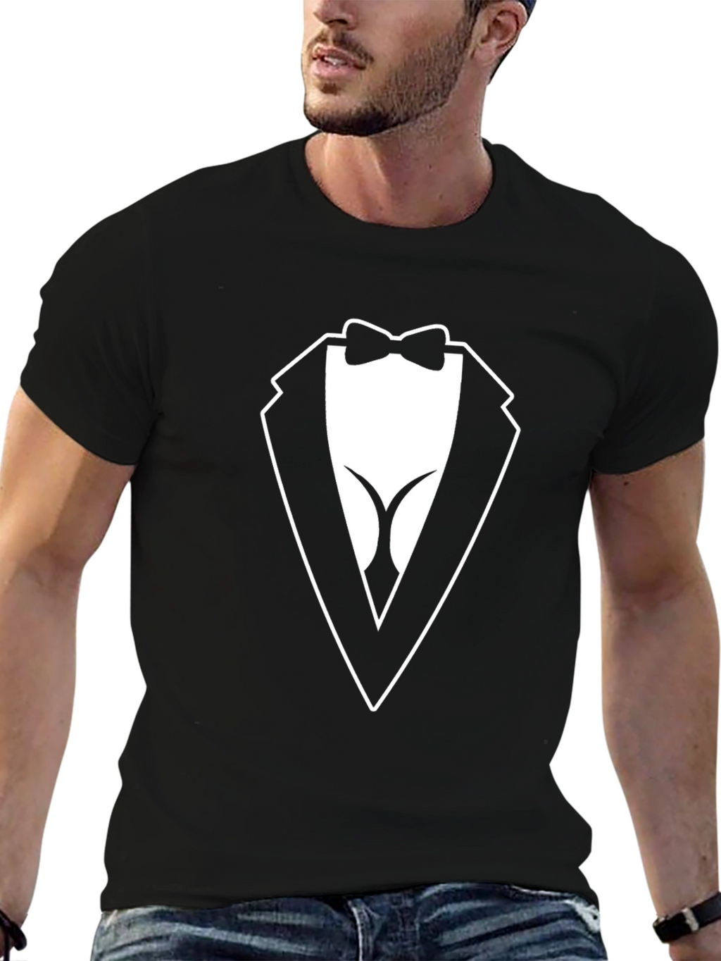 Novelty Tuxedo T-Shirt - Black Casual Wear