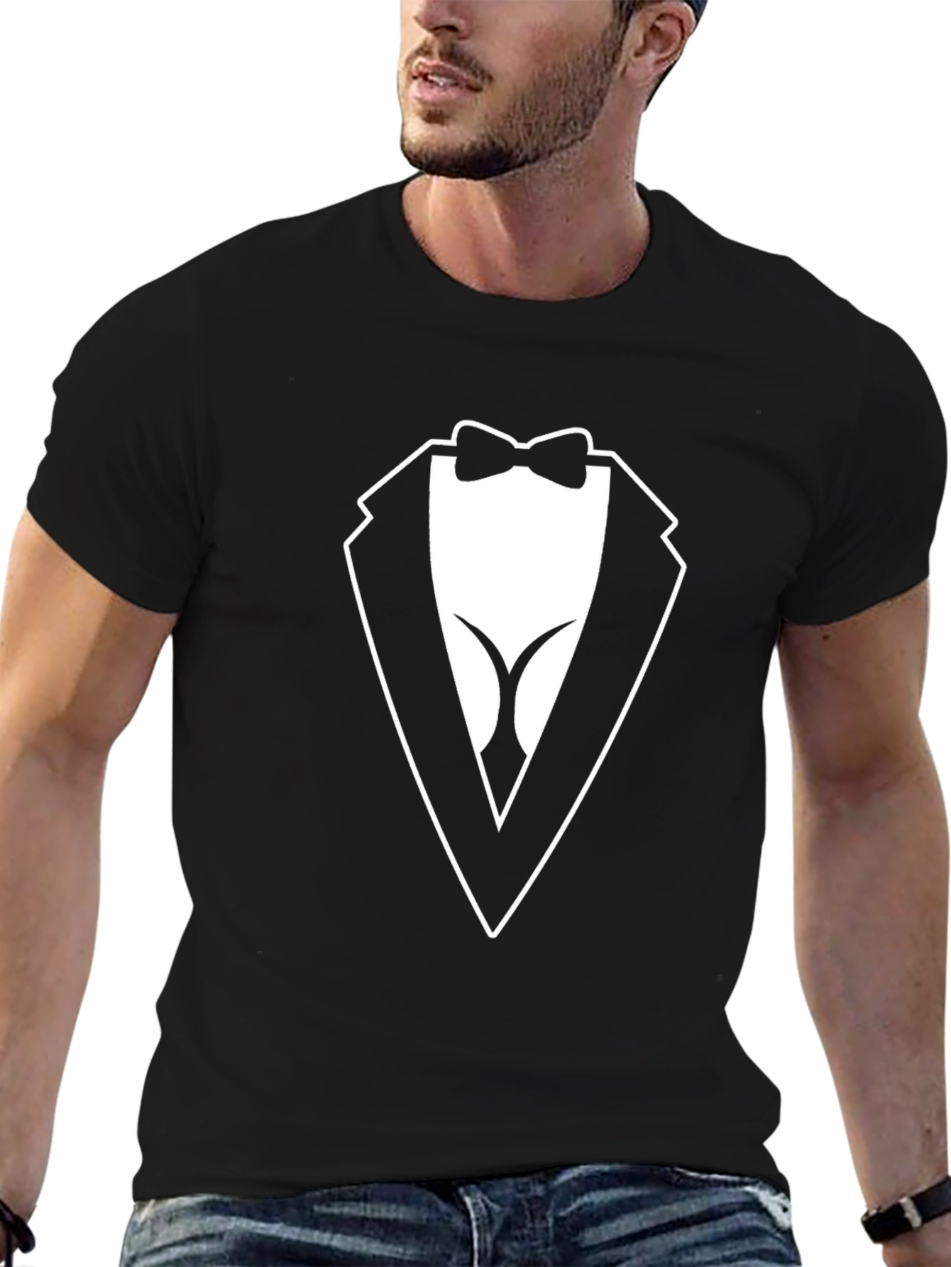 Novelty Tuxedo T-Shirt - Black Casual Wear
