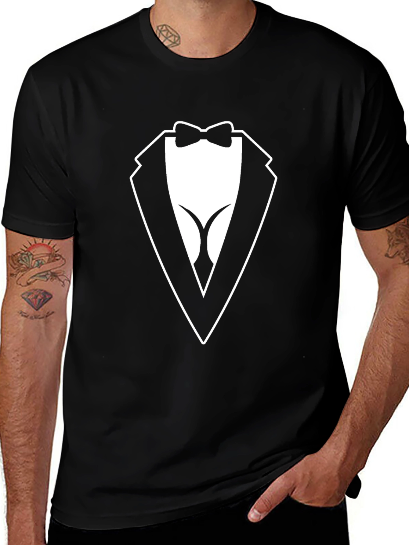 Novelty Tuxedo T-Shirt - Black Casual Wear