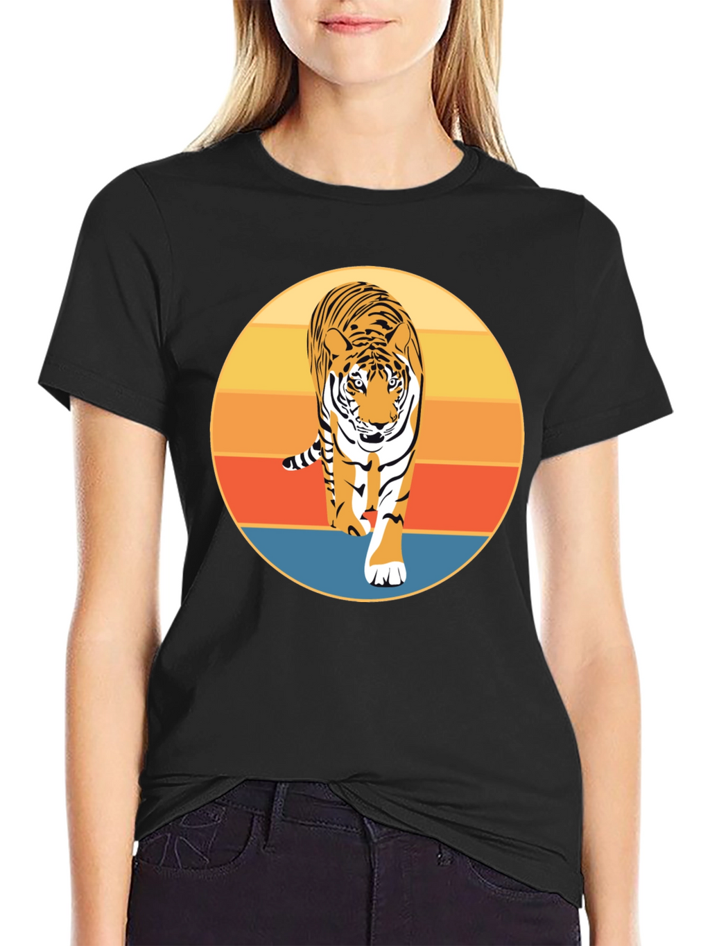 Retro Tiger Graphic T-Shirt - Cool Animal Design