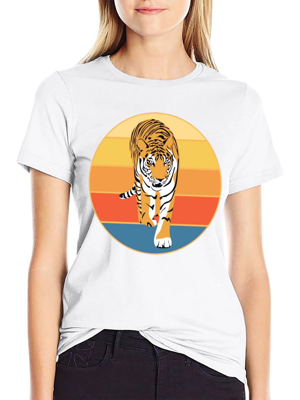Retro Tiger Graphic T-Shirt - Cool Animal Design