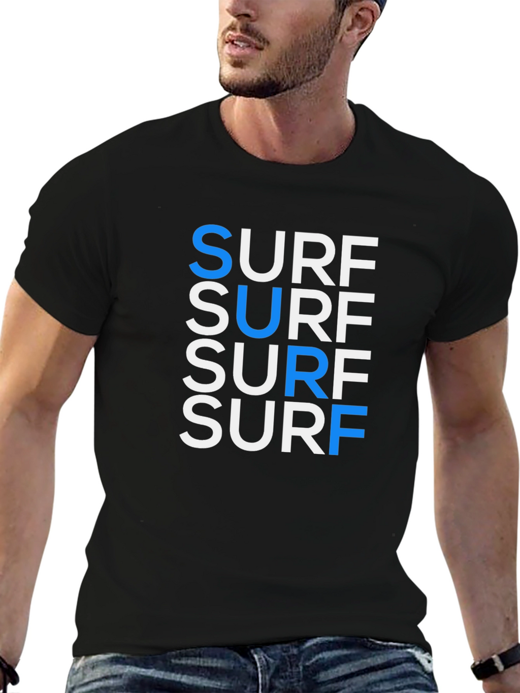 Cool Surf Graphic Tee - Black Cotton T-Shirt