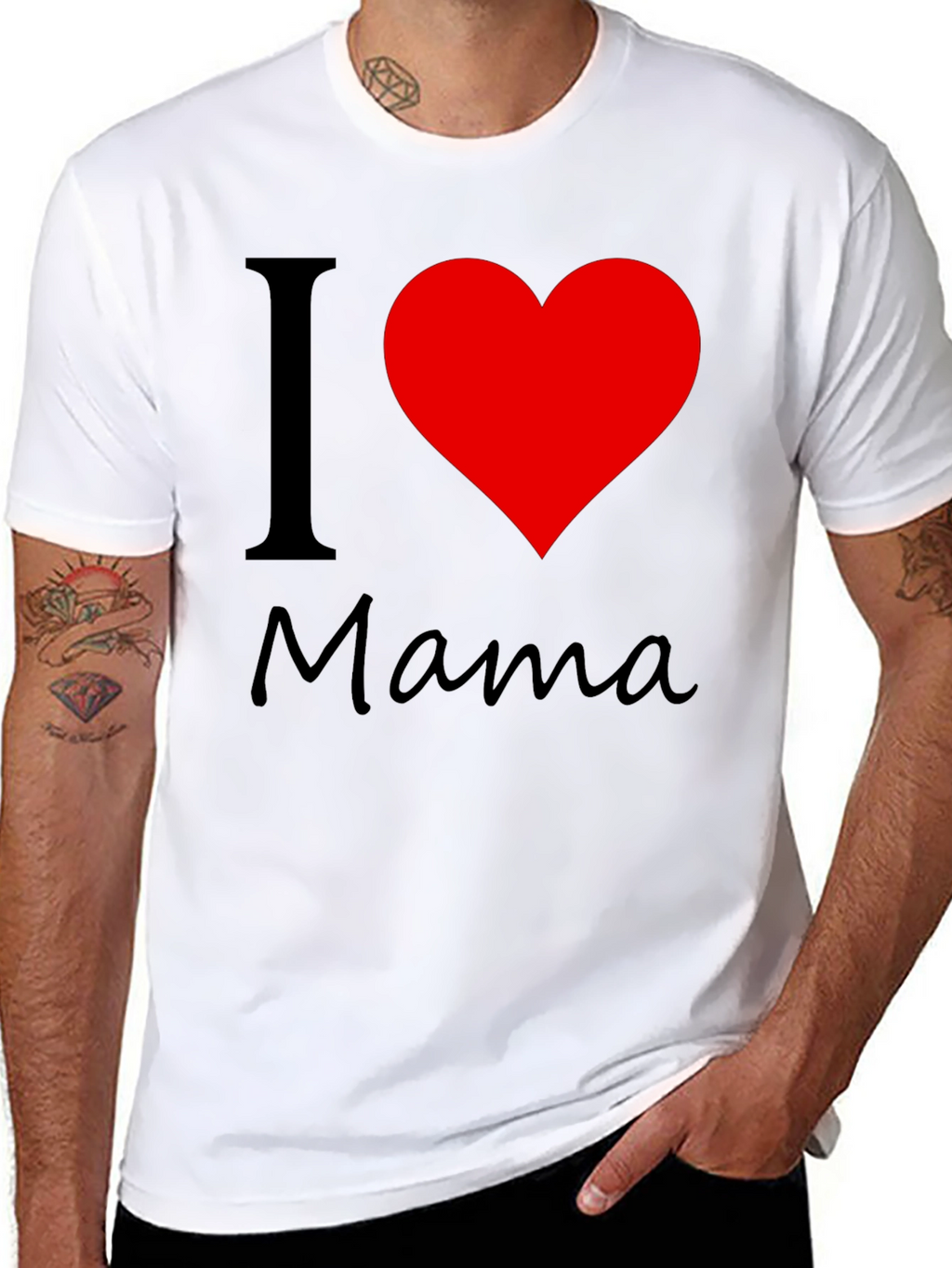 I Love Mama Black Cotton T-Shirt