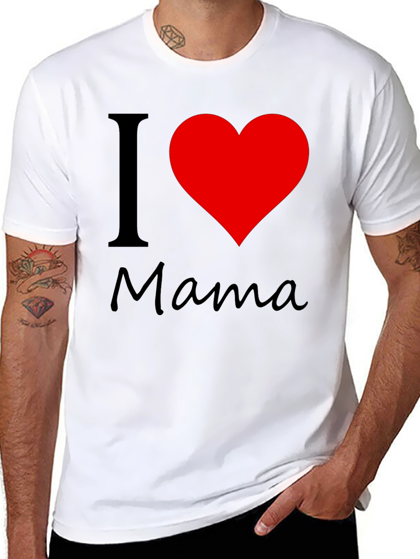 I Love Mama Black Cotton T-Shirt