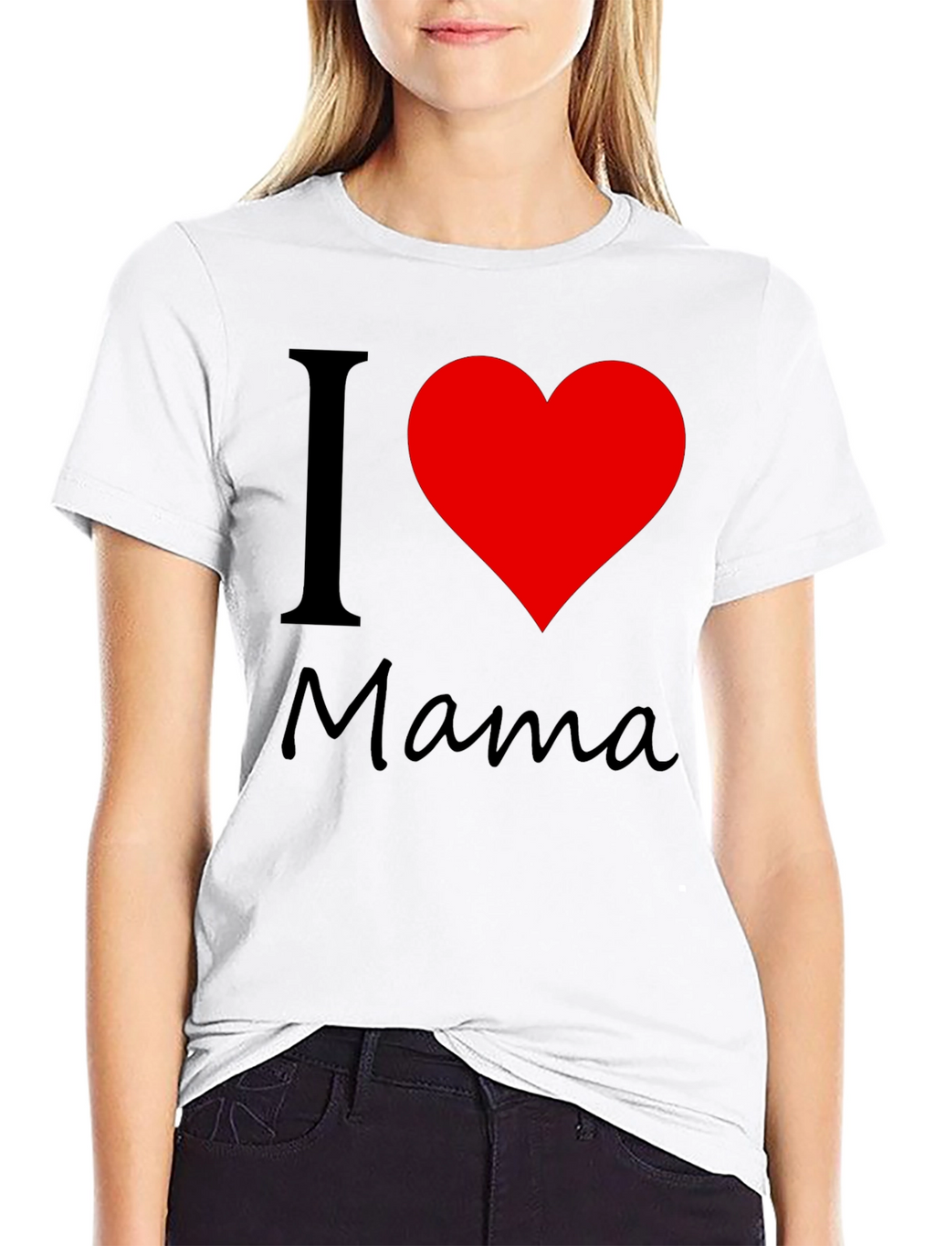 I Love Mama Black Cotton T-Shirt