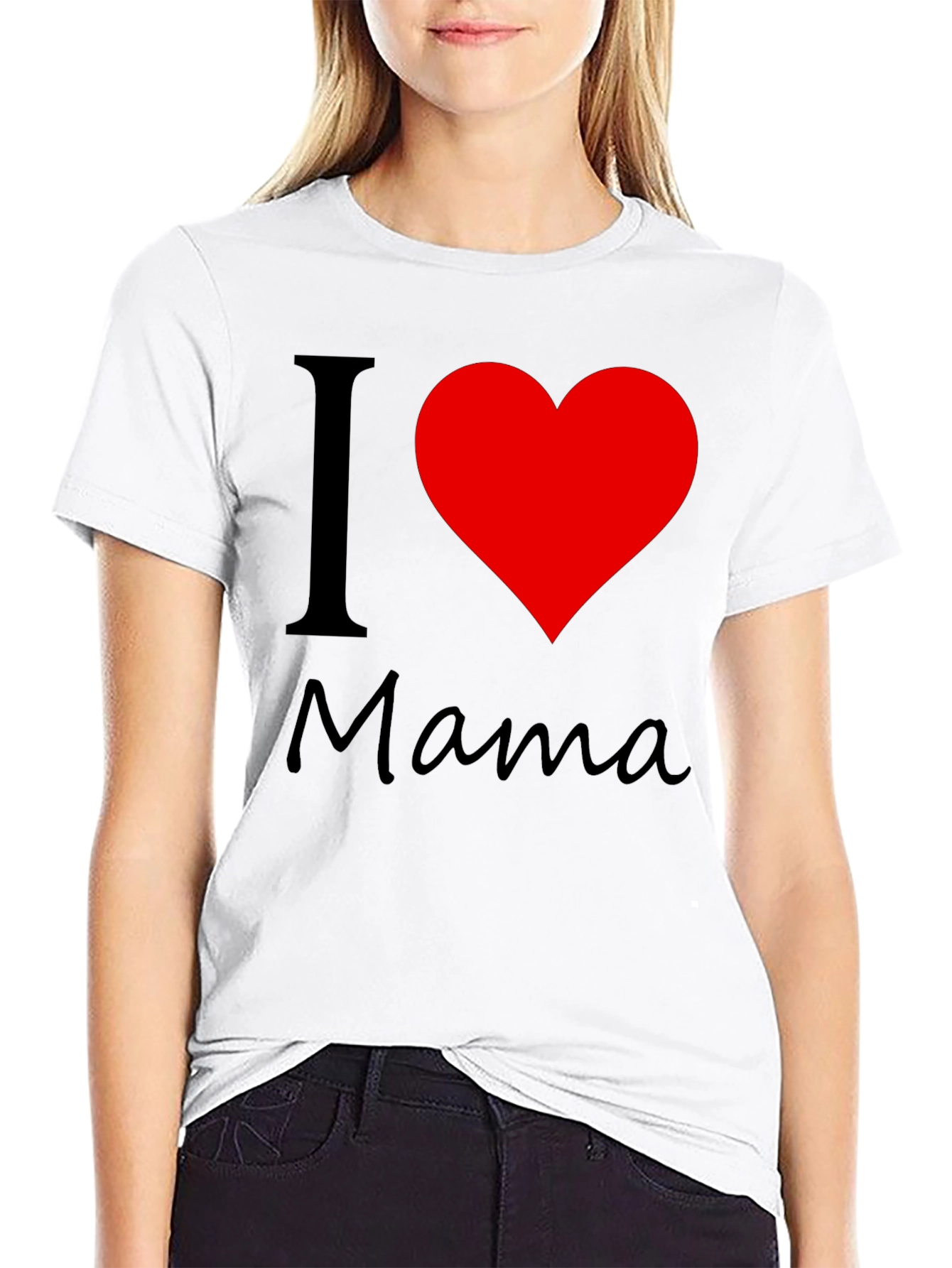I Love Mama Black Cotton T-Shirt