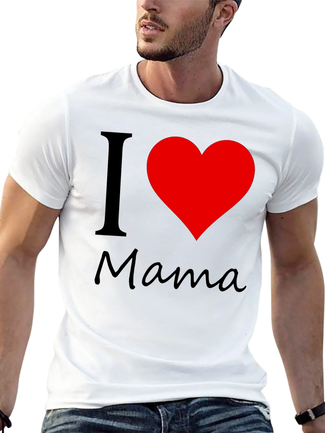 I Love Mama Black Cotton T-Shirt