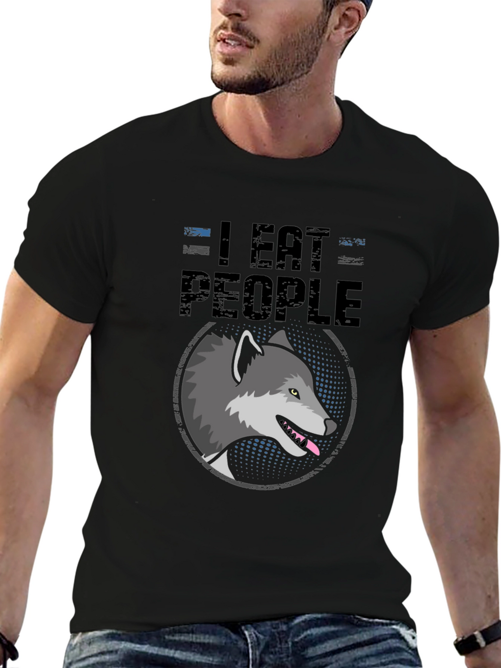 I Eat People Wolf Graphic T-Shirt