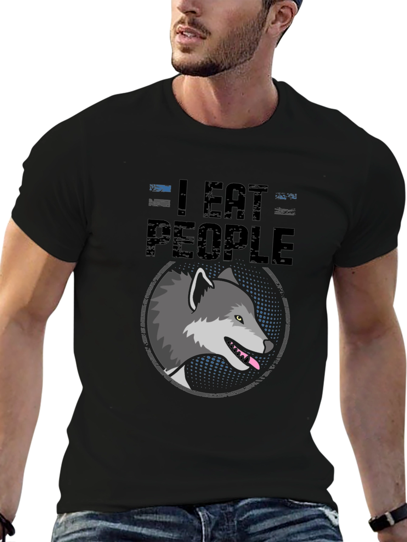 I Eat People Wolf Graphic T-Shirt