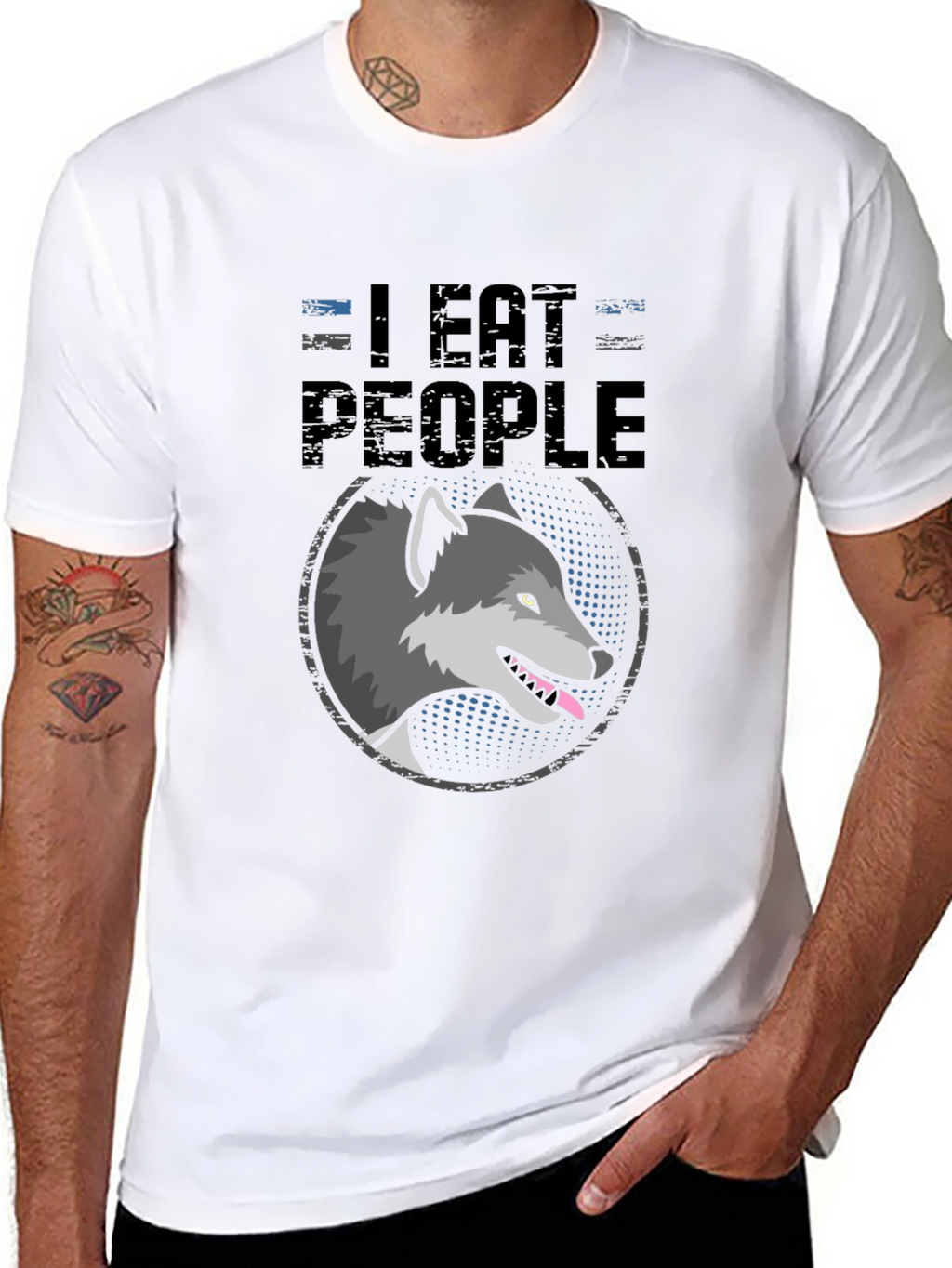 I Eat People Wolf Graphic T-Shirt