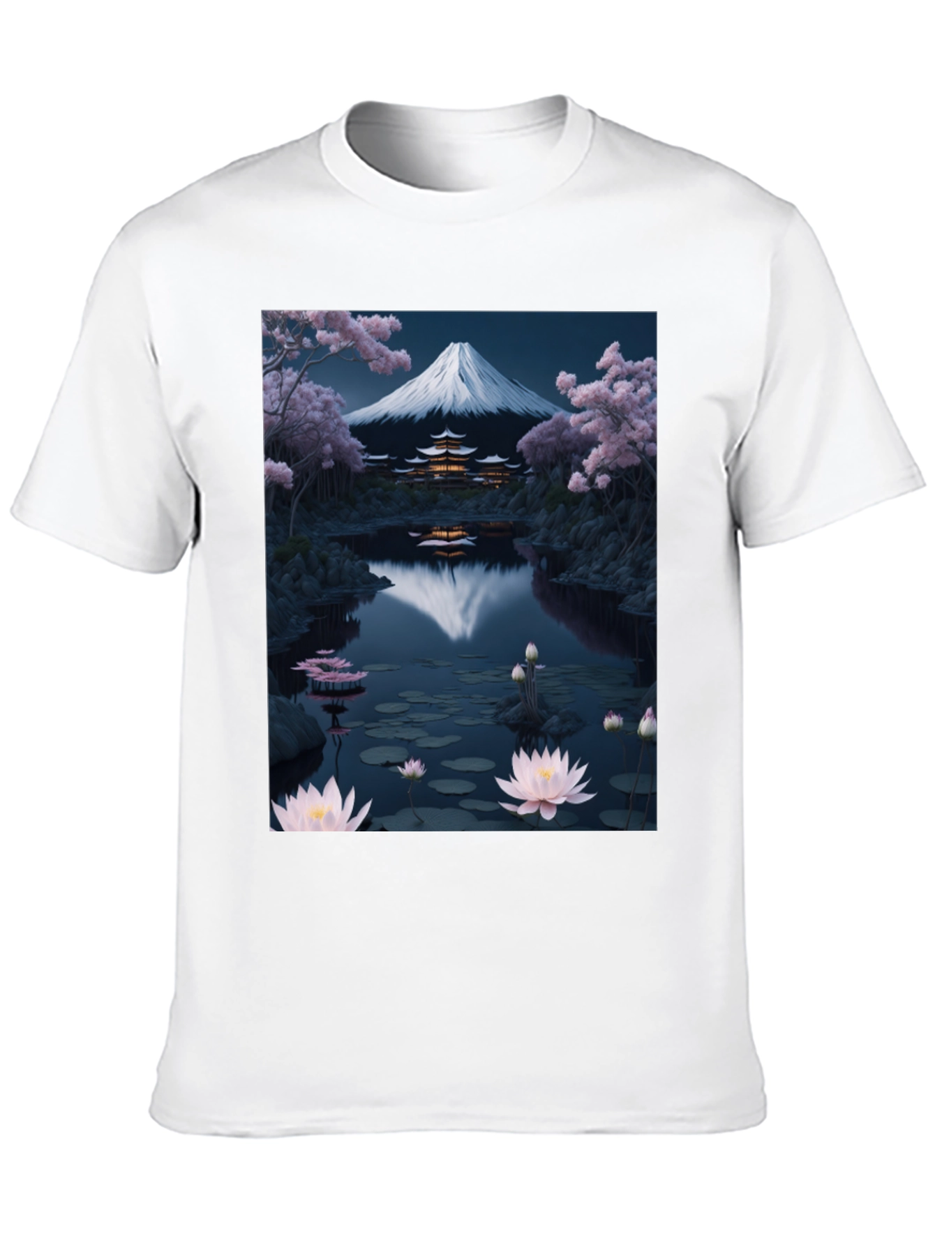 Mount Fuji Lotus Pond Graphic Tee