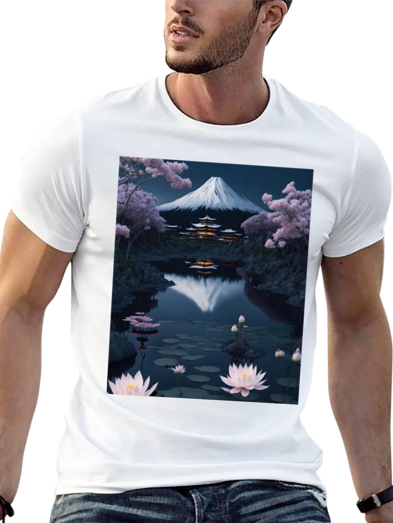 Mount Fuji Lotus Pond Graphic Tee
