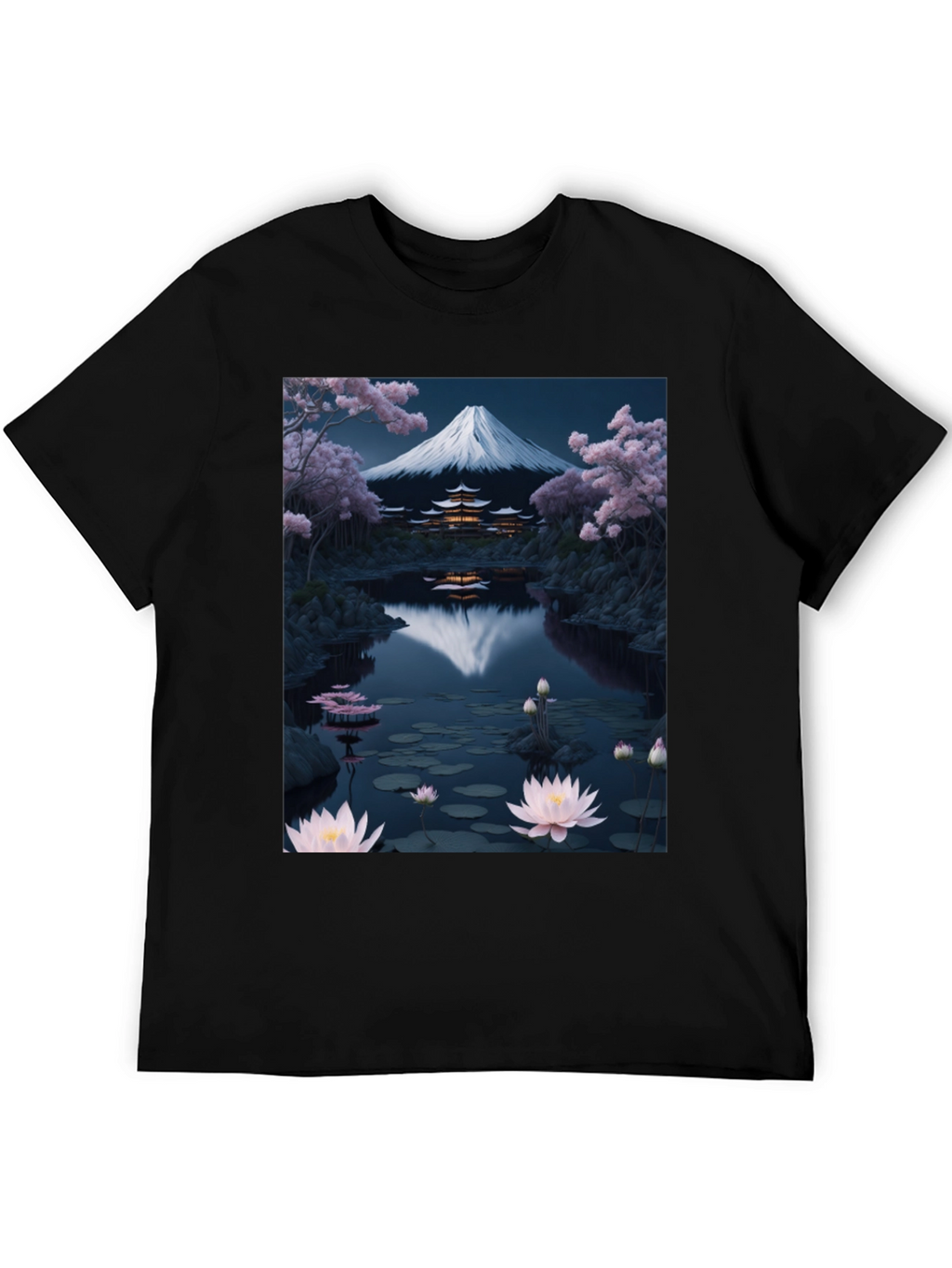 Mount Fuji Lotus Pond Graphic Tee