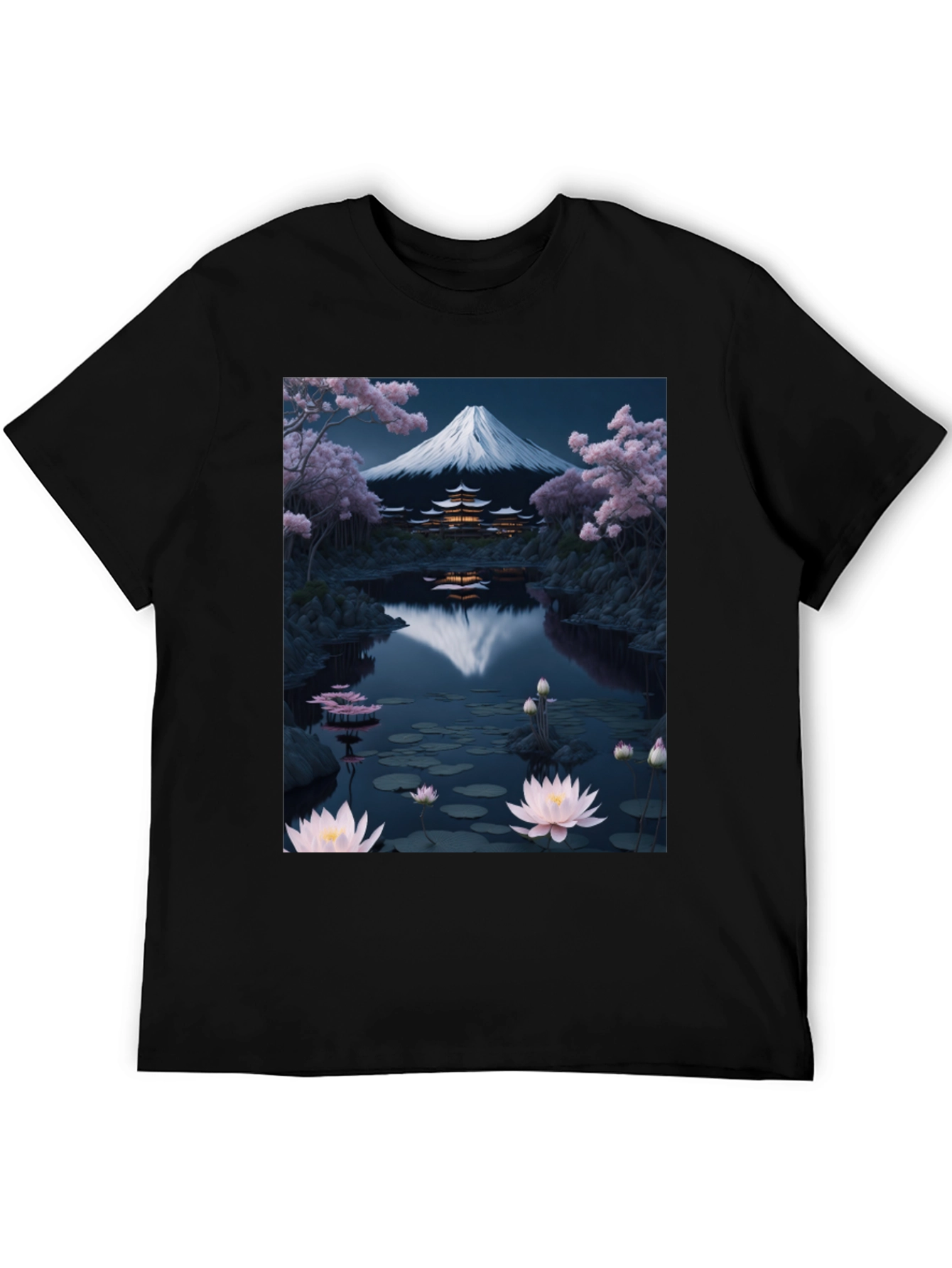 Mount Fuji Lotus Pond Graphic Tee