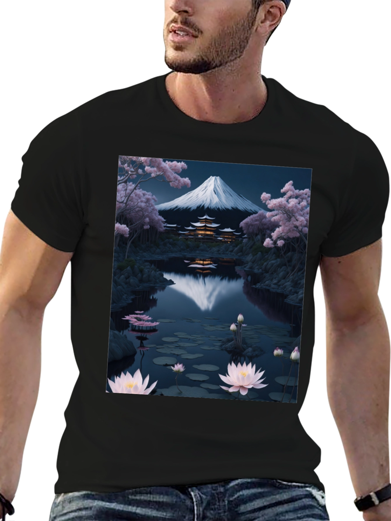 Mount Fuji Lotus Pond Graphic Tee