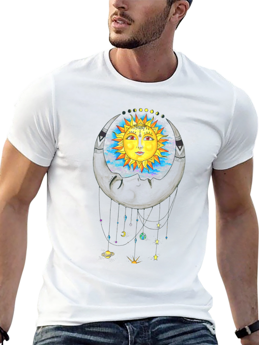 Celestial Sun & Moon Graphic T-Shirt - Unisex
