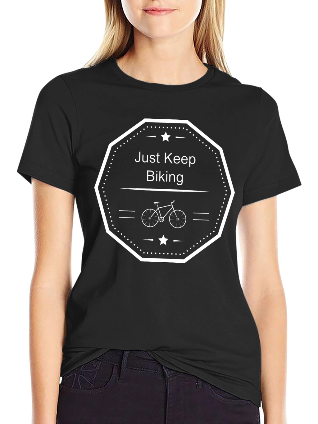 Just Keep Biking Graphic Tee - Black